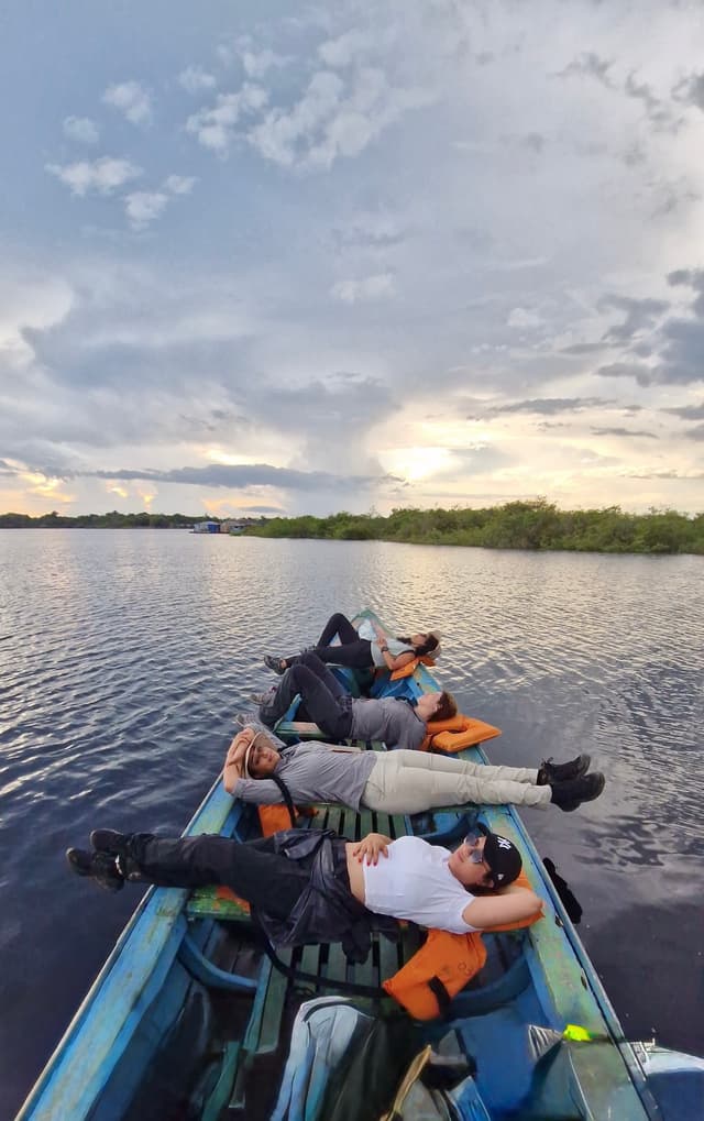 Amazon boat sunset relaxation