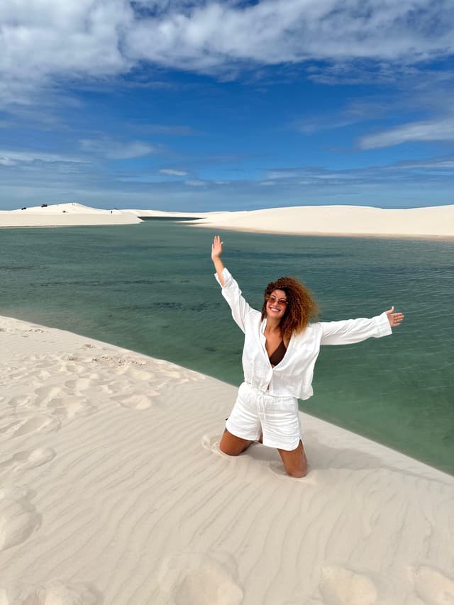 Kazakhstan journey - woman on sand dunes